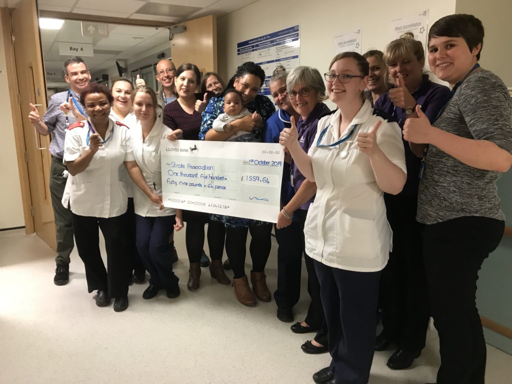 Staff on Lincoln County Hospital’s stroke unit raised more than £3,000