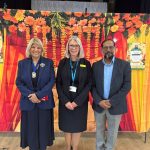Ceremonial Sheriff of Lincoln and National President of the British Federation of Women Graduates (BFWG) Jasmit Phull with Trust Chair Elaine Baylis and Dr Sreenath Nair at one of the events.