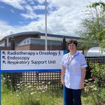 Jane Hall is pictured outside the radiotherapy department at Lincoln County Hospital