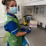 Chantelle Dawson Deputy Sister for Oncology working on-board our Mobile Cancer Care Unit