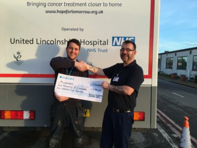 Chris Newton and Billy White with their cheque