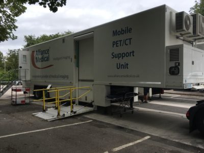Mobile PET/CT support unit