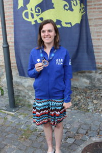 Alice Davies competing in the Transylvanian triathlon