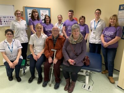 Dave and fundraisers make a special donation to the Stroke Unit