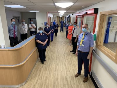 Chief Executive, Andrew Morgan, with Ward Sister, Cheryl Butler, and some of the team involved in the £1million transformation of Dixon Ward at Lincoln County Hospital.