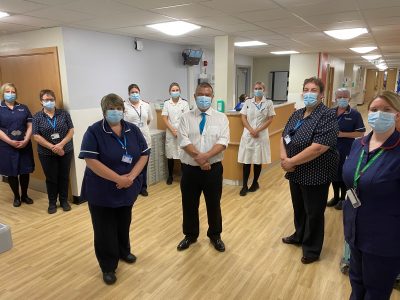 Professor Jonathan Van-Tam is pictured with some of the staff from Dixon Ward during a visit to officially open their new gastroenterology day case suite