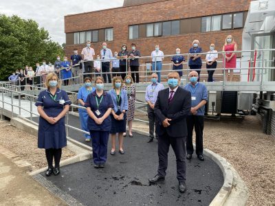 Professor Jonathan Van-Tam with staff as he opens a new £4.5 million specialist respiratory unit for Lincolnshire patients.