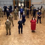 Military personnel with staff from United Lincolnshire Hospitals NHS Trust during their inductions.