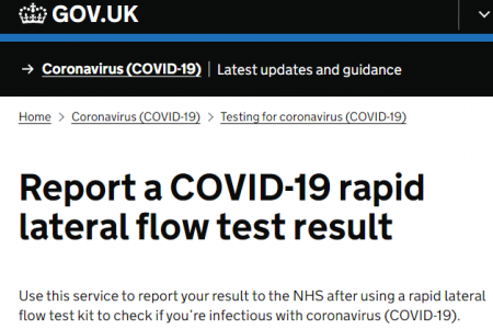 Reporting your lateral flow test result online