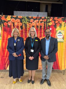 Ceremonial Sheriff of Lincoln and National President of the British Federation of Women Graduates (BFWG) Jasmit Phull with Trust Chair Elaine Baylis and Dr Sreenath Nair at one of the events.