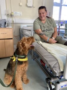 Patient Carol Marchant with Patrick during a visit to Grantham and District Hospital