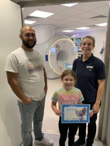 Phoebe and Chris with Radiographer Helen 