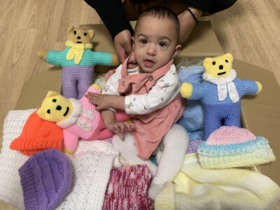 Vienna with the knitted teddies, hats and blankets