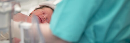 A premature baby receiving care: