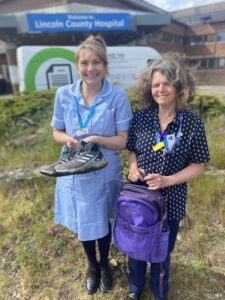 Laura and Helen getting ready for the Yorkshire Three Peaks challenge
