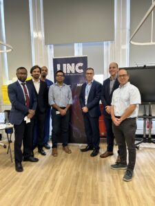 the course faculty – left to right: Consultant Cardiologist at NUH Dr Akhlaque Uddin, Interventional Trainee at NUH Dr Saqib Siddiqui, Interventional Cardiology Fellow at ULTH Dr Mohamed Eltayeb, Consultant Cardiologist at ULTH Dr Syed Owais Ghias, Honorary Consultant Interventional Cardiologist at ULTH Professor David O’Brien, Consultant Cardiologist at NUH Dr Andrew Vanezis and Consultant Cardiologist at NUH Dr Alun Harcombe.