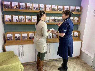 A lady getting support from Macmillan