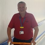 hospital porter with a wheelchair