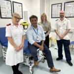 Staff in one of the orthopaedic clinics. From left - Healthcare Support Worker Susan Dobbs, Orthopaedic Consultant Vikas Sharma, Clinical Service Manager Carly Hicks and Staff Nurse Steven Meadows