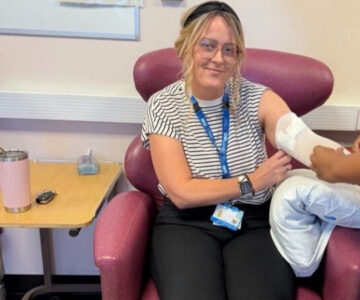 Donna Baxter receiving treatment for her cancer