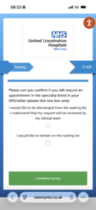 Screenshot of waiting list validation online portal
